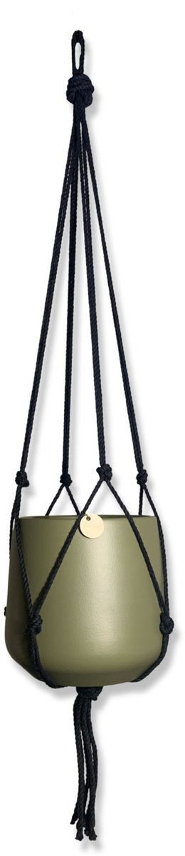 Minimalist Plant Hanger - Choose color and length - Black - 80 cm long - Cotton cord - Suitable for Pot with Diameter up to 20 cm - Handmade in our Macramé Atelier - Price per Piece - Note: Excluding Pot - Including Shipping Costs