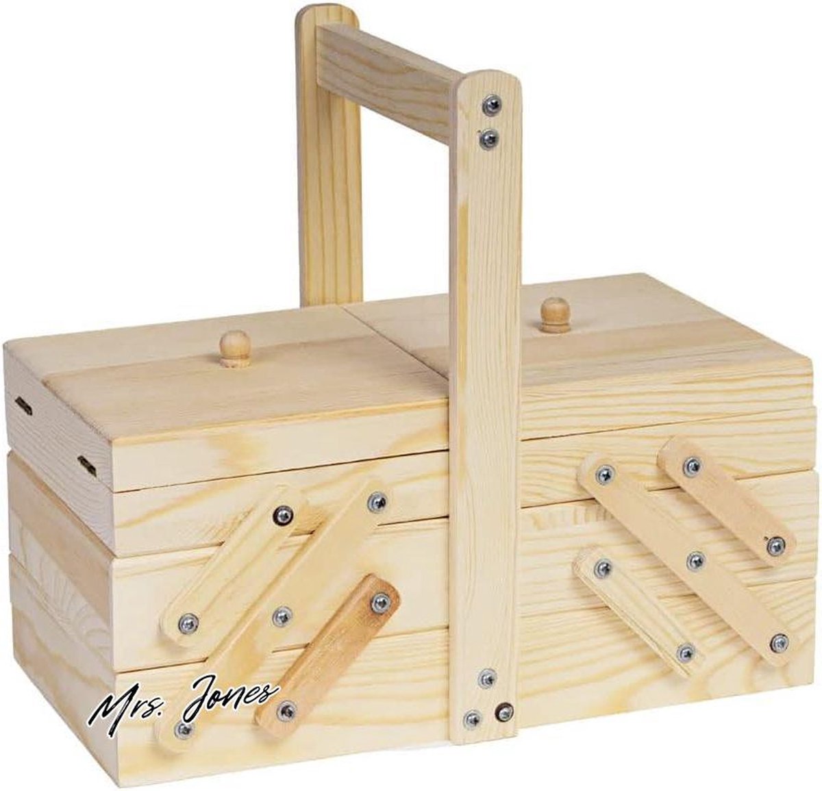 Mrs. Jones Naaikast massief grenenhout accordeon 28 x 25 x 15 cm. .