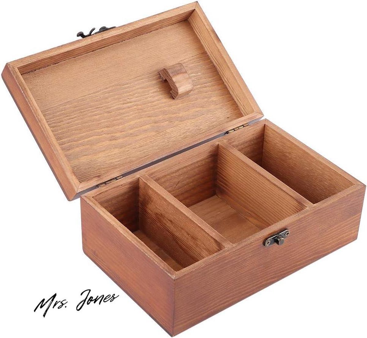 Mrs. Jones Multifunctionele vintage naaidoos van hout naalddraad bewaarkoffer DIY naaigereedschap - Tower Pattern Empty Box .