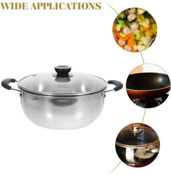 Marmite En Acier Inoxydable Triple épaisseur 20cm - Avec Couvercle En Verre, Compatible Induction Et Lave-vaisselle - 7