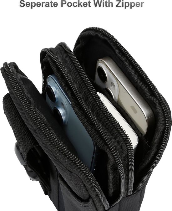 Étui pour OnePlus Nord N10 5G, noir uni, style tactique, compatible avec les systèmes MOLLE et les pochettes EDC ( Everyday Carry), idéal pour une utilisation militaire (bandoulière, ceinture, etc.).