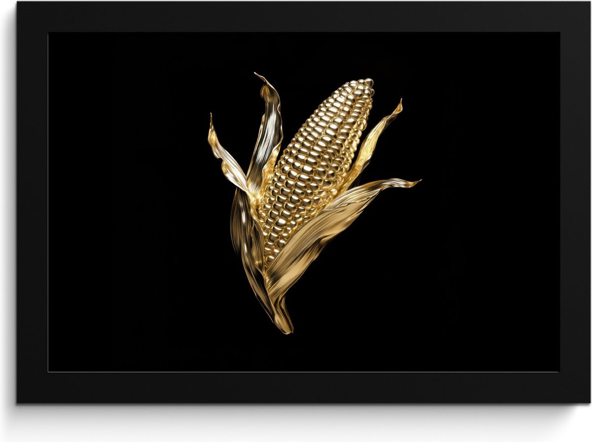 FrameYourWall Fotolijst inclusief poster - Posterlijst 30x20 cm - Posters - Mais - Eten - Goud - Zwart - Foto in lijst - Keuken decoratie muur - Wanddecoratie accessoires - Muurdecoratie - Schilderijen