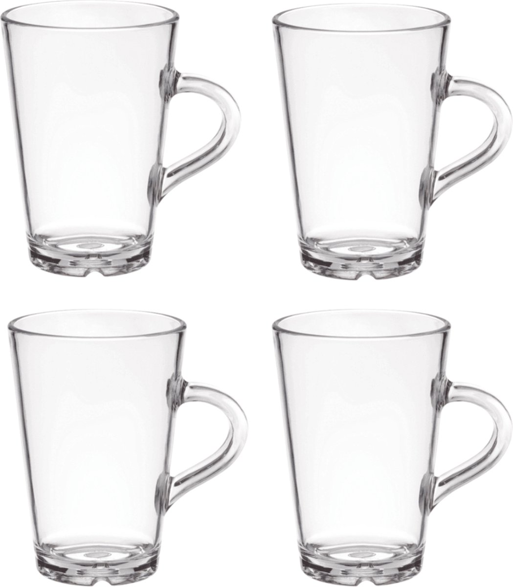 By Caryl Plastic Theeglazen – Koffiebeker - Set van 4 stuks - 295 ml - Onbreekbaar en Veilig voor Thuis en Buiten
