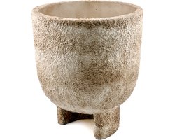HomeBound by KY | Aardewerk bloempotje beige | plantenbak voor binnen | 14x14x16,5cm