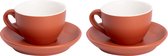 Palmer - Cappuccino kop en schotel - Mat - Colors - 18 cl - Bruin - Porselein - Koffiekopjes - 2 stuks