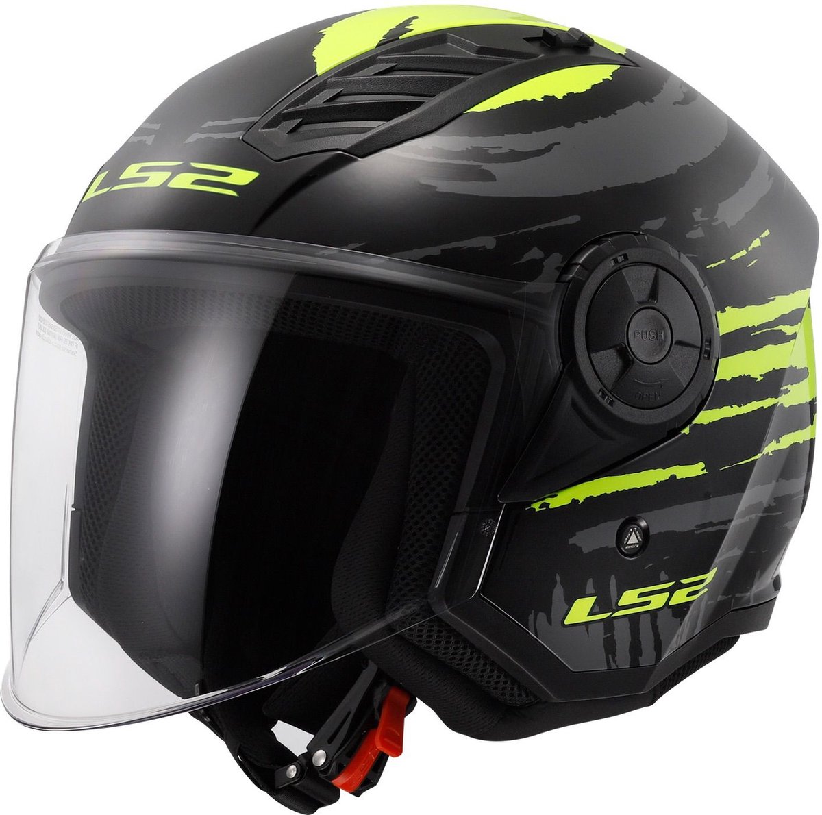 LS2 Helm Airflow II Brush OF616 zwart / geel maat M