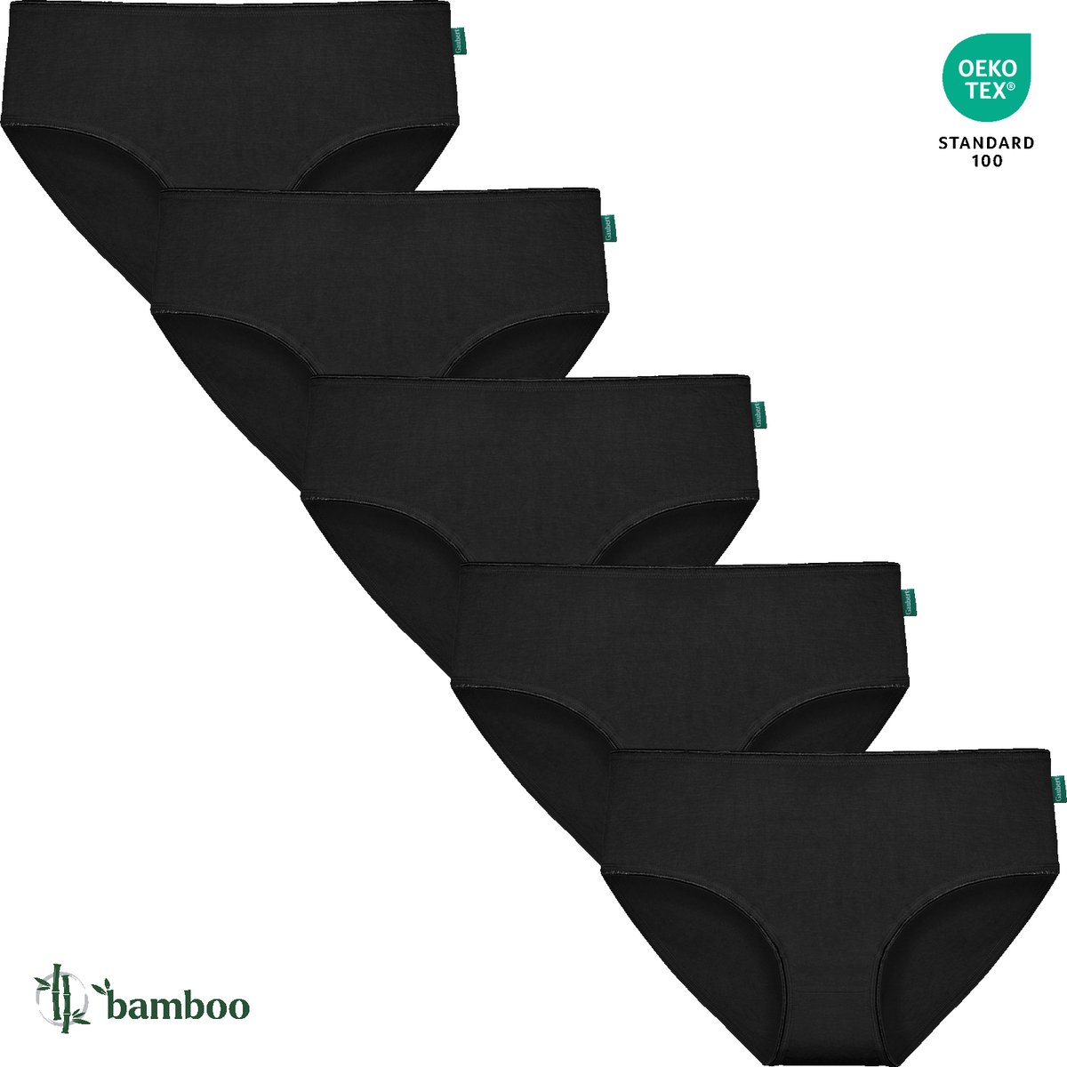 Dames Mini Slip - Zwart - 5-Pack - Maat S/M - Bamboe Viscose - Dames Ondergoed