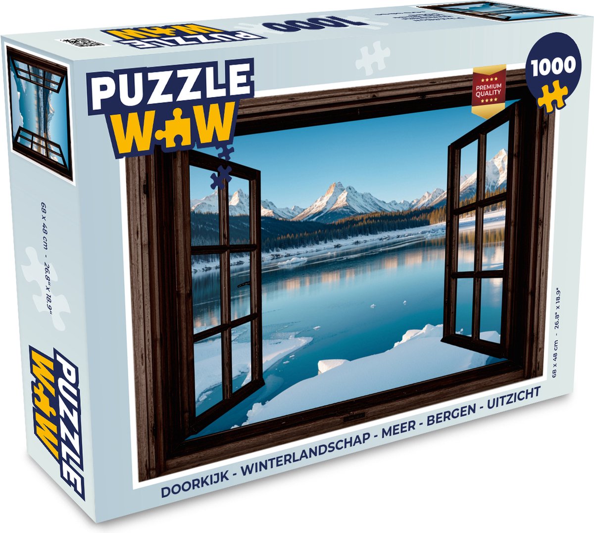 Puzzel Doorkijk - Winterlandschap - Meer - Bergen - Uitzicht - Legpuzzel - Puzzel 1000 stukjes volwassenen