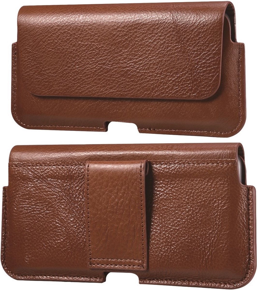 Coverup Universele Leren Riemclip Case voor Smartphones - 6,7 inch - Bruin