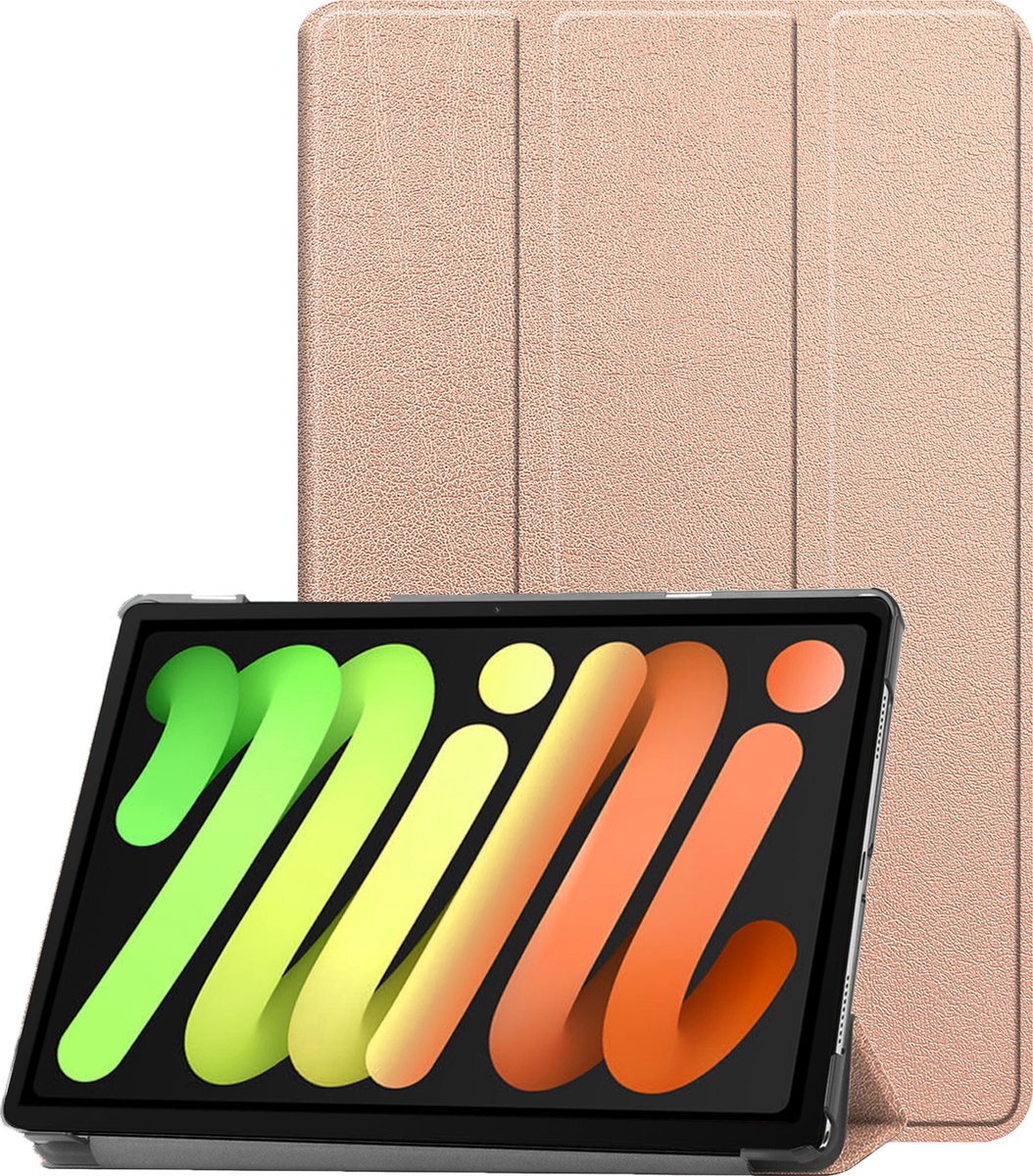 Hoesje - Geschikt voor Apple iPad Mini 7 (2024) - 8.3 inch - 7e Generatie - Dun & Stevig - Trifold Bookcase - Hard Cover - Hardcover Book Case - Tablet Hoes - Rosé goud