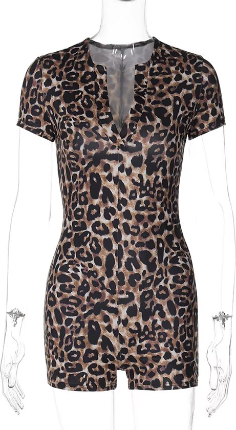 Combinaison Léopard Sexy - Body Femme - Imprimé Tigre - Lingerie - Manches courtes