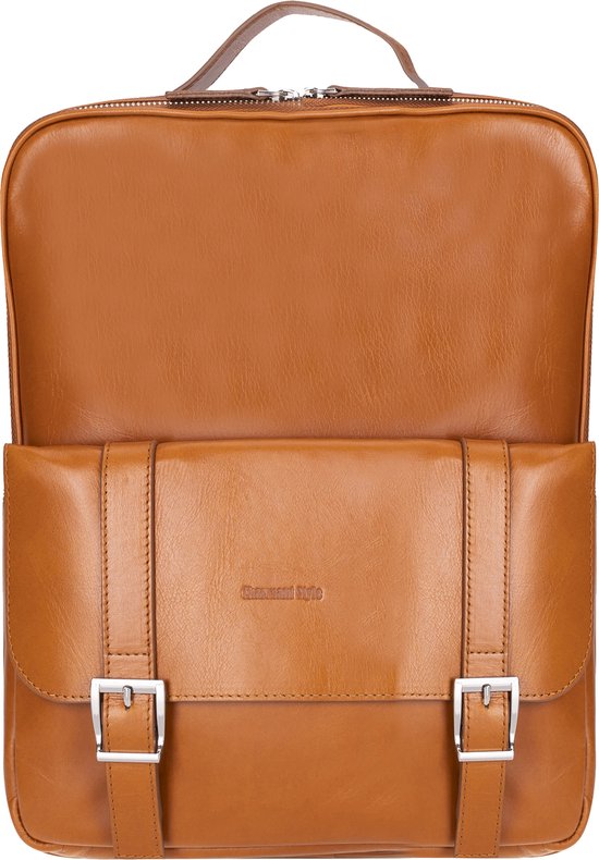 Gusti Rolltop koeriersrugzak, leer, vintage, stadsrugzak, outdoorrugzak, laptoptas, uni-rugzak, wandelrugzak, bruin 2, Eén maat