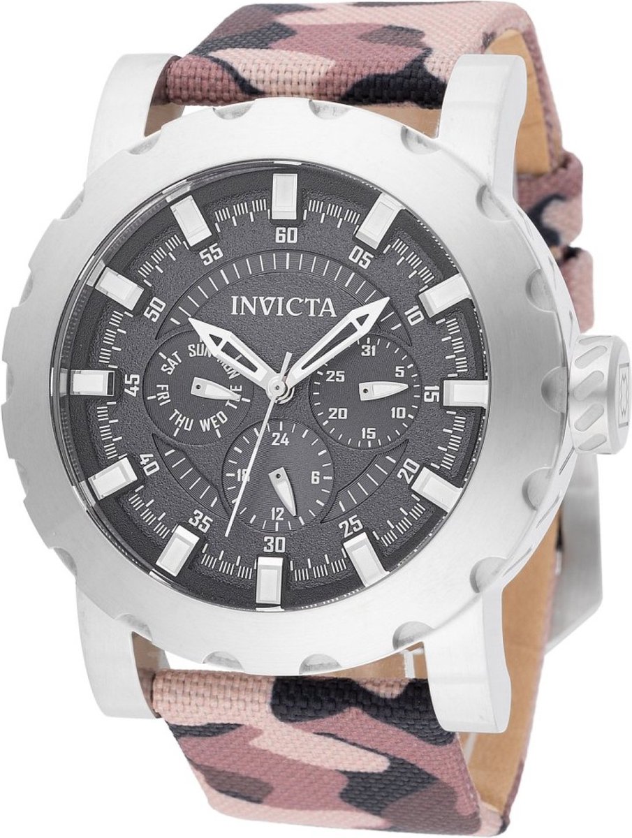 Invicta I-Force 47582 Heren Horloge - Waterdicht - Analoog - Quartz Uurwerk - Roestvrij Staal met zwarte Wijzerplaat - 46mm