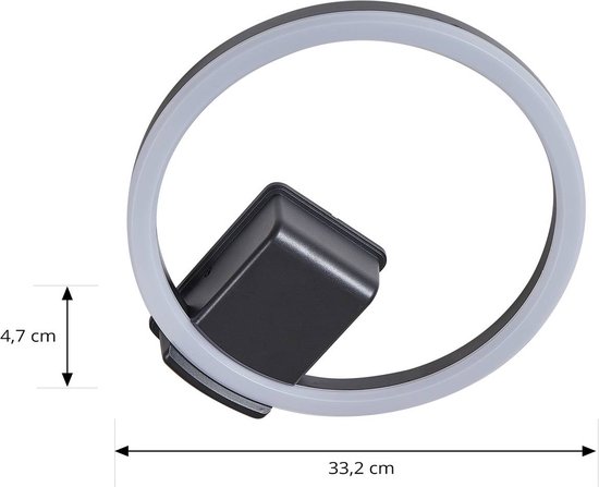 Lindby - Plafonnier LED - avec variateur - 1 lumière - Plastique, aluminium - H: 4,7 cm - noir, blanc - Source lumineuse incluse