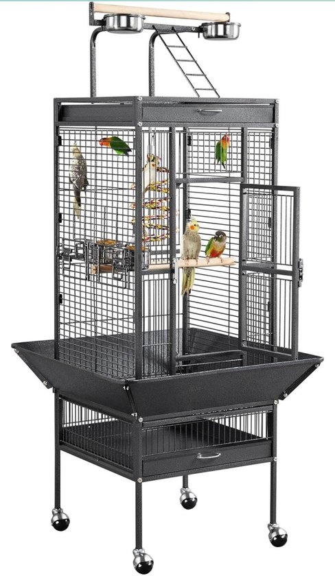 Colorday Lichtgewicht vogeldrager, vogelreiskooi (groot 19 x 12 x 13, zwart