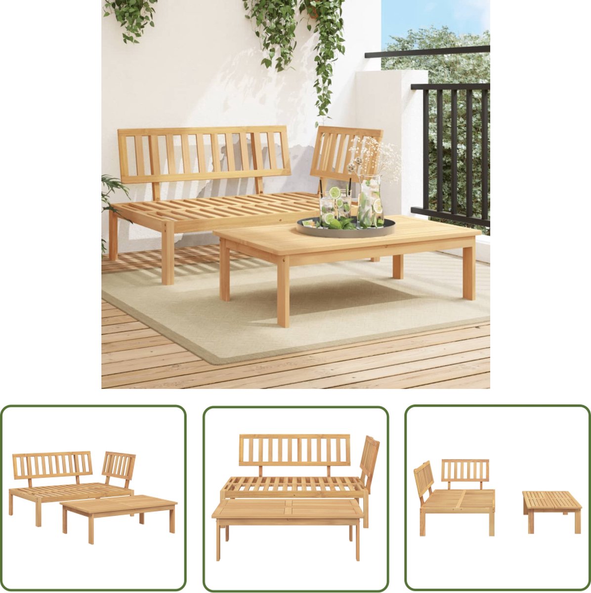 1196x1200.jpg vidaXL Tuinset - Loungeset - 2-delige Loungeset pallet massief acaciahout - Acacia Hout - Buitentijd - Lounge Stoel - Afbeelding 1