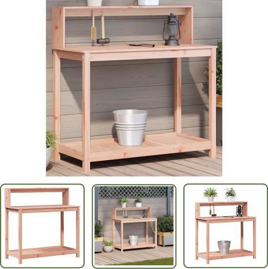 The Living Store Table de travail de jardin Table d'empotage - 108 x 50 x 109,5 cm - douglashout Massief