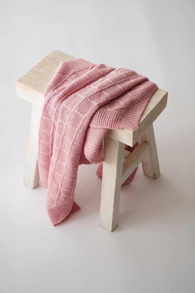 Image of Ademende Gebreide Babydeken van 100% Merinowol - Perfect voor Pasgeborenen Zomer & Winter