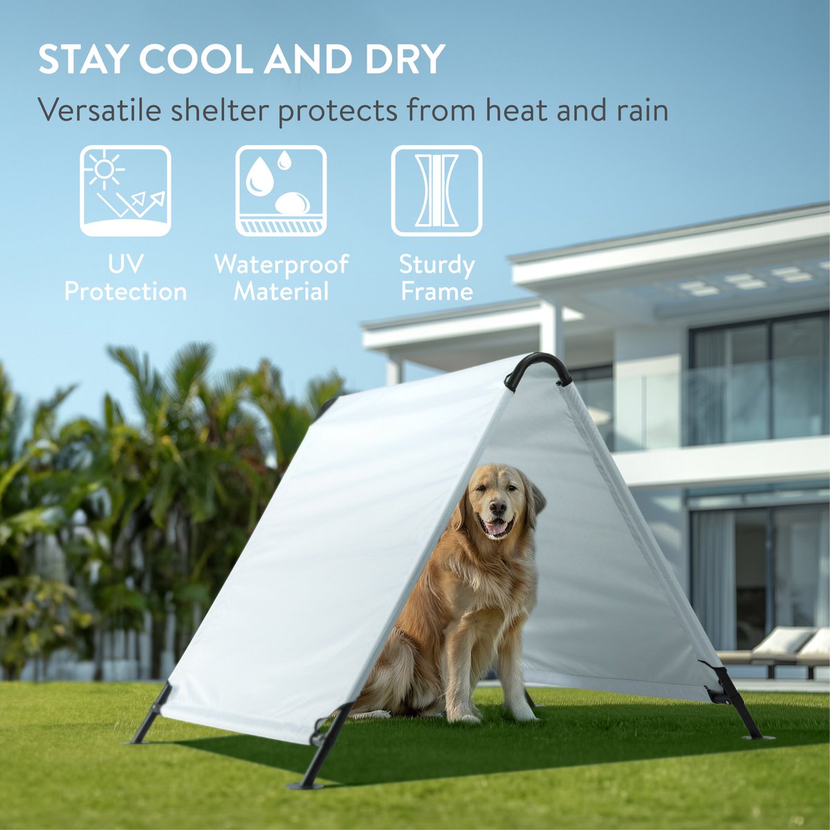 Partytent Easy-up 3 X 3 - Harmonica Frame - 420D Oxford Wit Tentdoek Met Pvc Coating