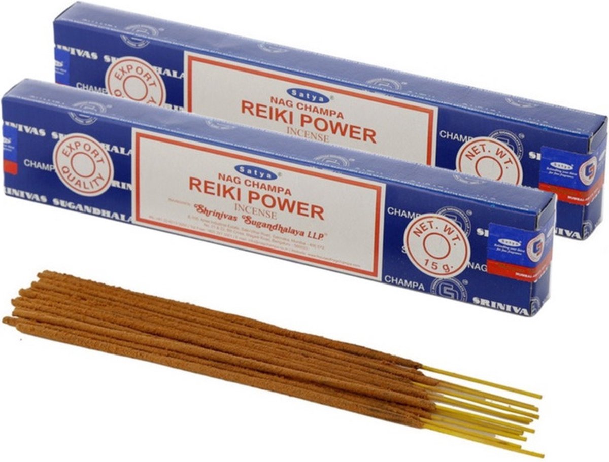 Satya Nag Champa wierrook stokjes Reiki Power geur - 30x - Lichaam in balans - Meditatie - staafjes van 21 cm Multi