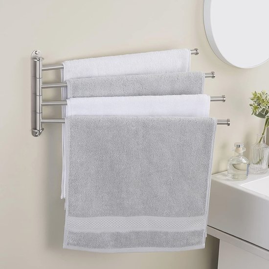 Draaibare Handdoekhouder 4-Arm - 50CM Wandmontage Roestvrij Staal voor Badkamer van MSV — afbeelding 2