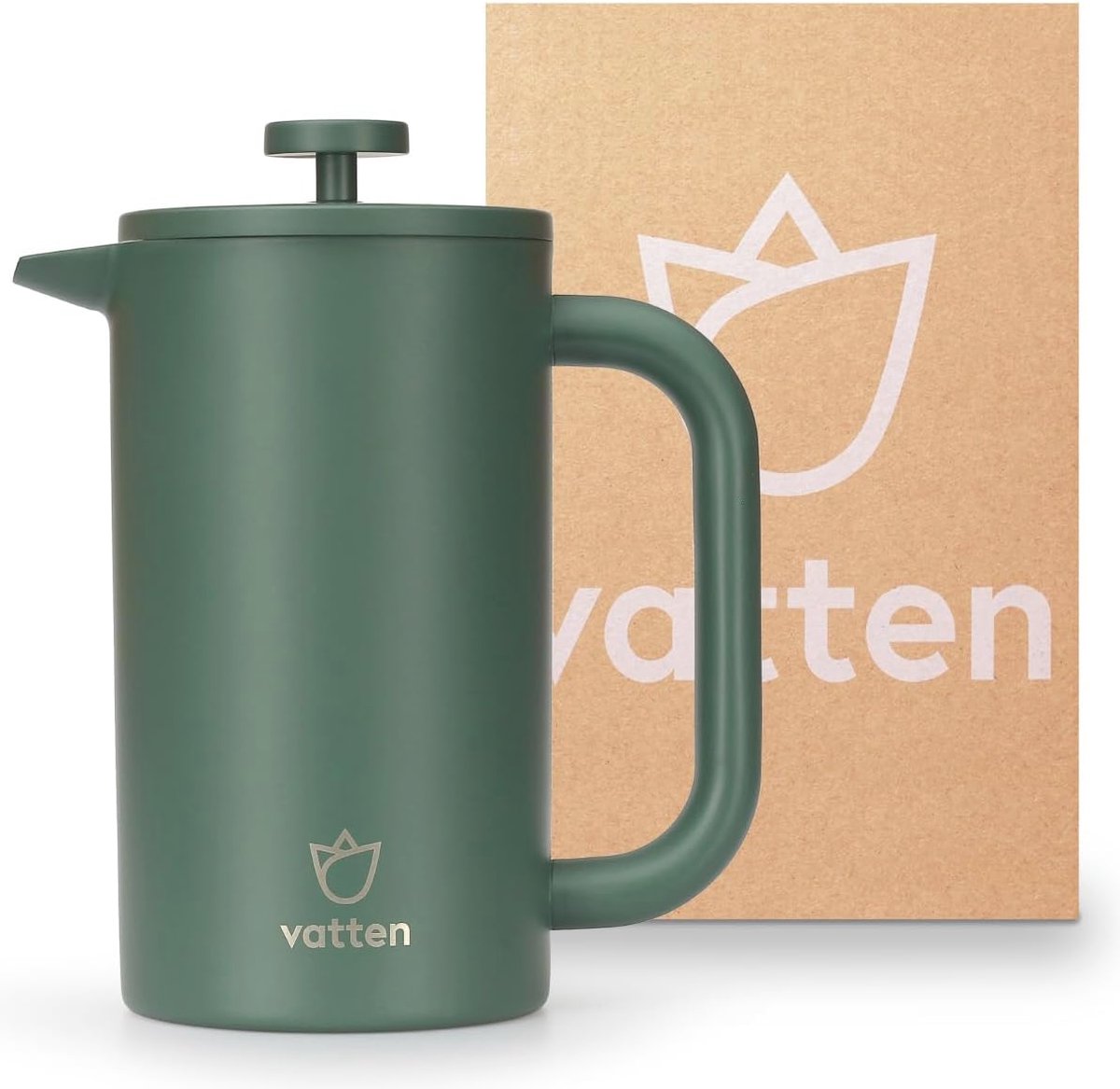 Premium RVS French Press - Donkergroen - 1 Liter - Dubbelwandige Koffiemaker