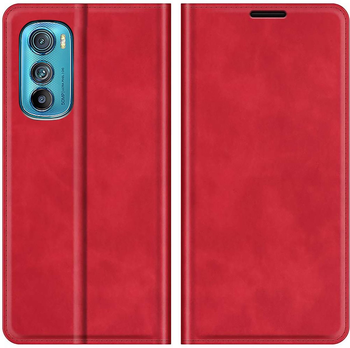 Cazy hoesje geschikt voor Motorola Edge 30 - Hoesje met Pasjeshouder - Luxe Book Case - Rood