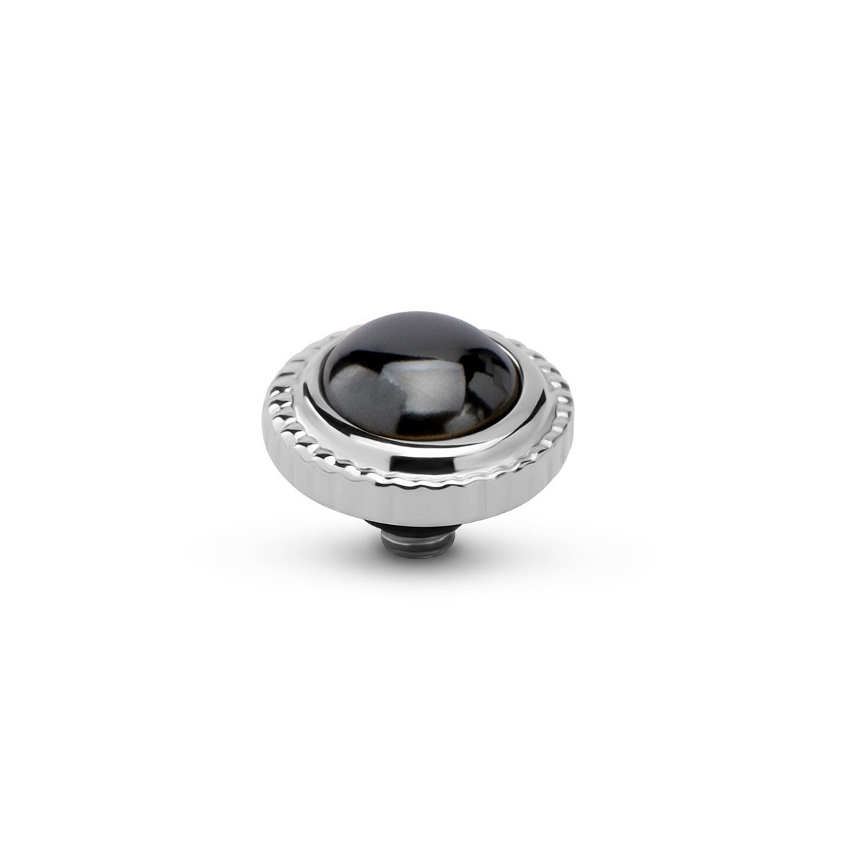 Melano Twisted Smooth Gem Steentje Hematite | Zilver
