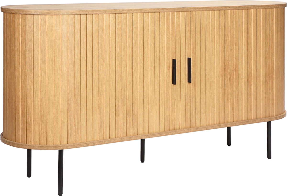 Oviala - Dressoir met 2 deuren in melamine en staal 140 cm beige - Marius