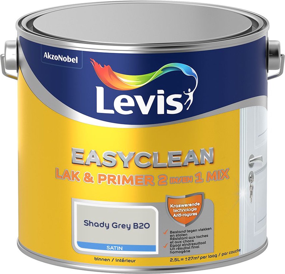 Levis - Easyclean Lak & Primer 2-In-1 Mix - Shady Grey B20 - Mengverf - 2,5 L