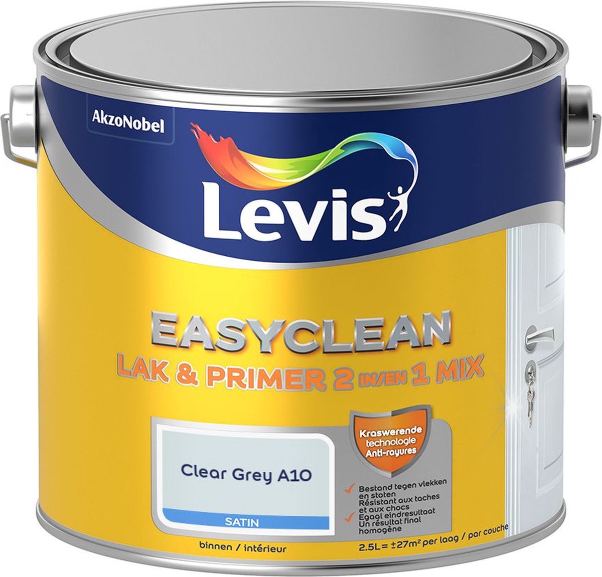 Levis - Easyclean Lak & Primer 2-In-1 Mix - Clear Grey A10 - Mengverf - 2,5 L