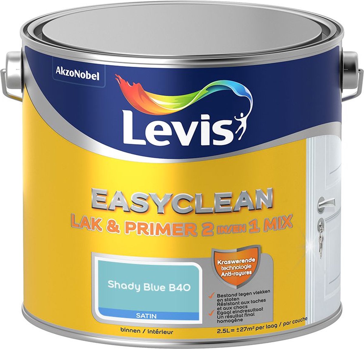 Levis - Easyclean Lak & Primer 2-In-1 Mix - Shady Blue B40 - Mengverf - 2,5 L