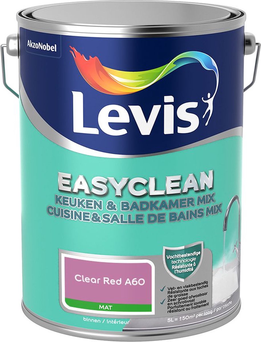 Levis - Easyclean Keuken & Badkamer Mix - Clear Red A60 - Mengverf - 5 L
