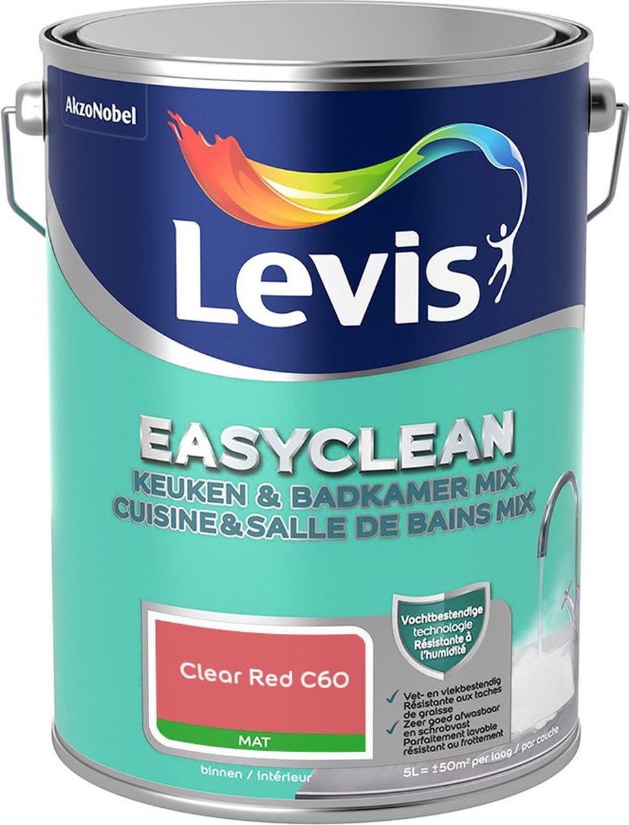 Levis - Easyclean Keuken & Badkamer Mix - Clear Red C60 - Mengverf - 5 L