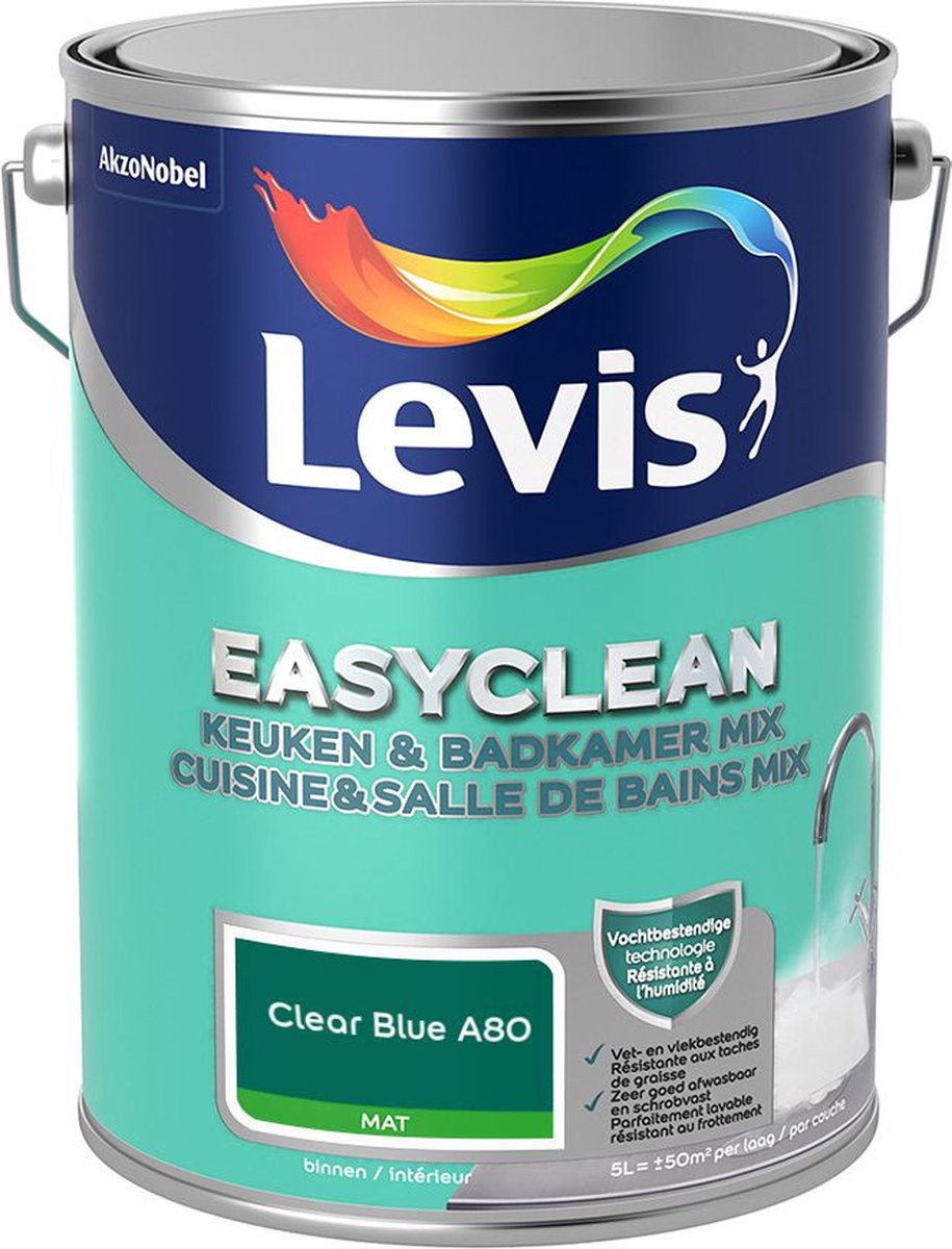 Levis - Easyclean Keuken & Badkamer Mix - Clear Blue A80 - Mengverf - 5 L