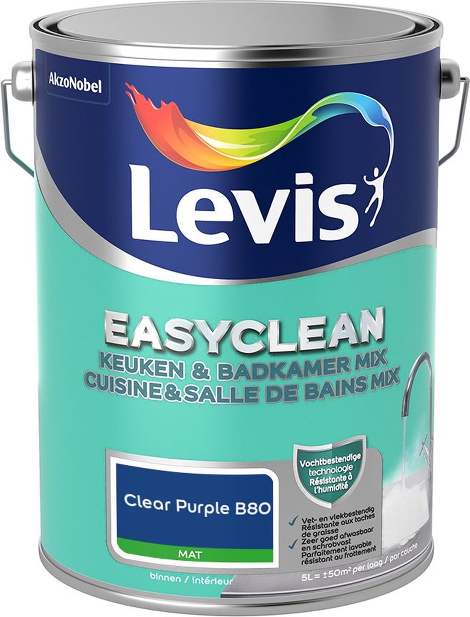 Levis - Easyclean Keuken & Badkamer Mix - Clear Purple B80 - Mengverf - 5 L