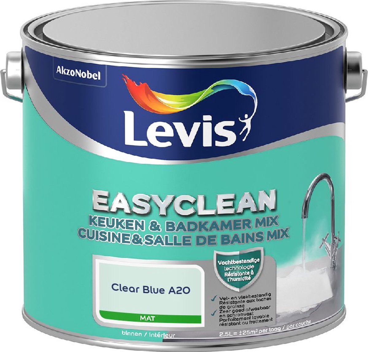 Levis - Easyclean Keuken & Badkamer Mix - Clear Blue A20 - Mengverf - 2,5 L