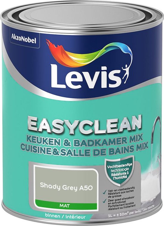 Boîte de peinture Levis Easyclean, couleur Shady Grey A50, mat.