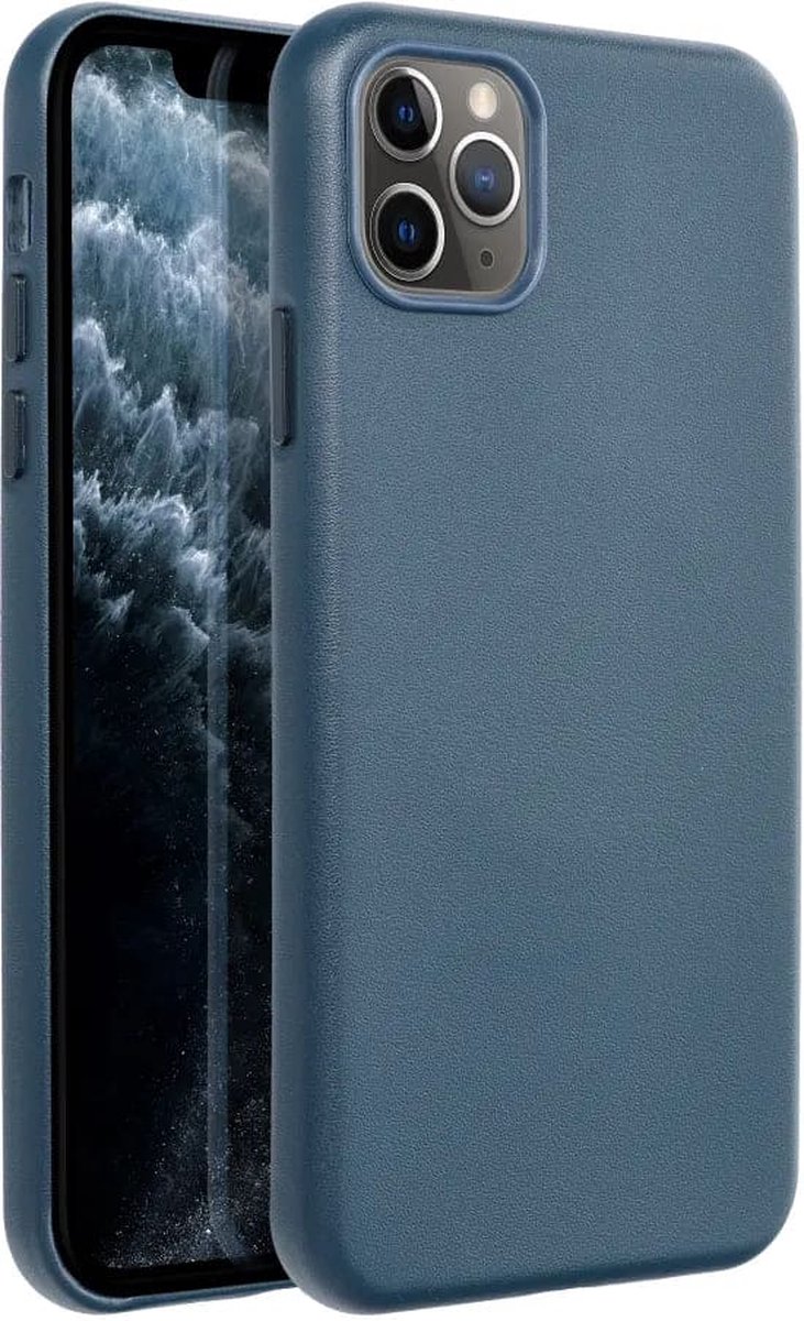 Casify Leren Hoesje geschikt voor MagSafe iPhone 11 Pro Max Hoesje - Donkerblauw