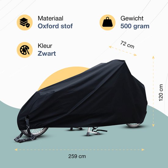 BLANCC Fahrradgarage für einspurige Lastenräder (Urban Arrow & Babboe) | 265x105x125 cm | Lastenfahrrad Abdeckplane | Fahrradabdeckung / Schutzhülle | Extra stark & Extra UV-Schutz