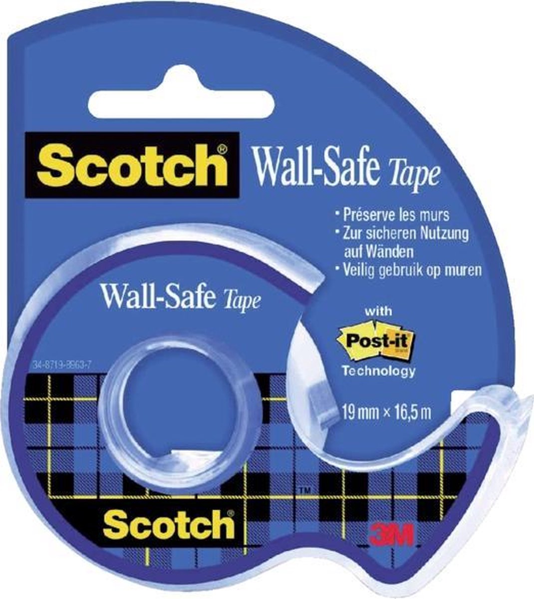 Scotch® WallSafe Tape 19 mm x 16,5 m 1 rol EN, FR, DE, NL, 1 st