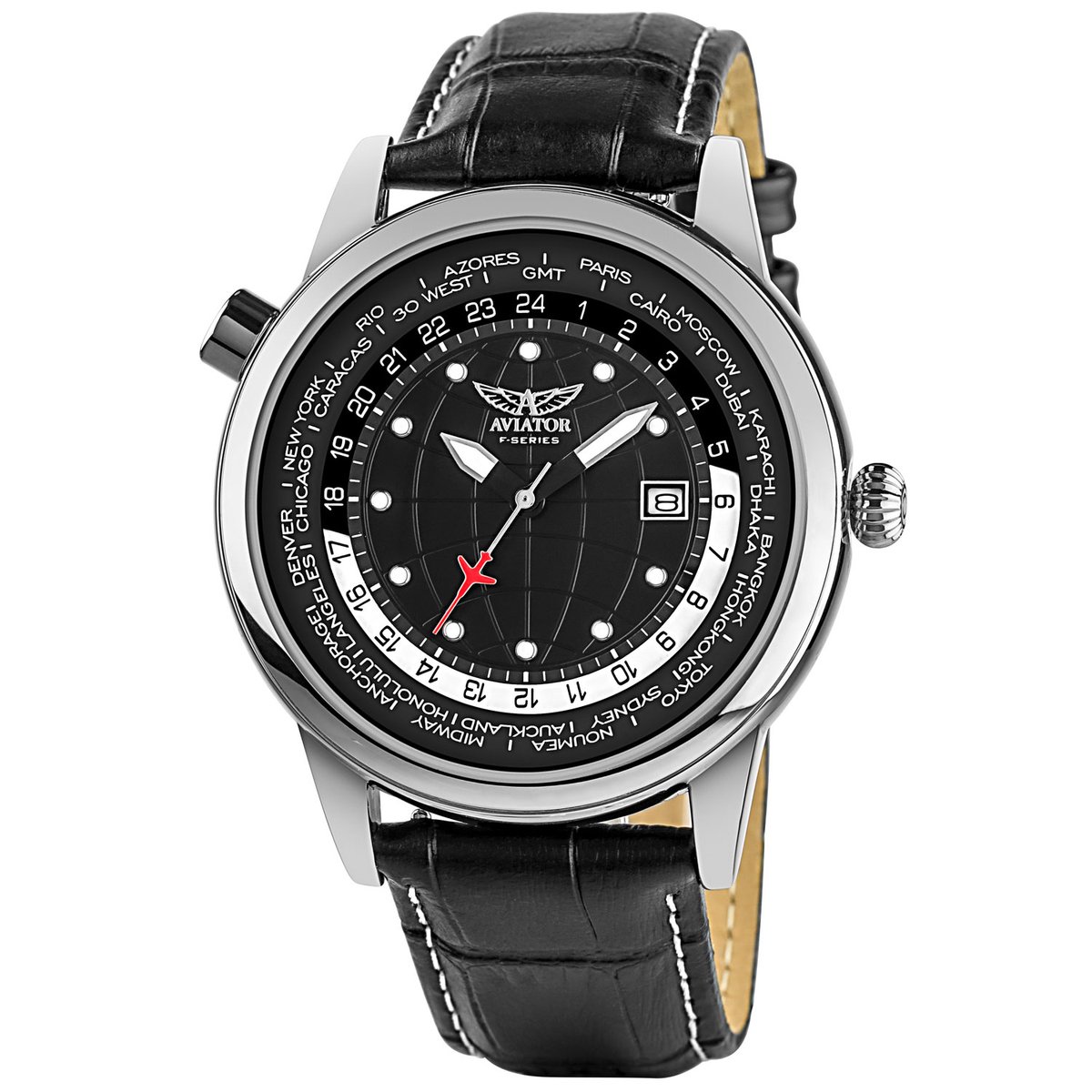 Aviator - Heren Horloge F-Series AVW6975G354 - Zwart-Zilver - Ø 45mm