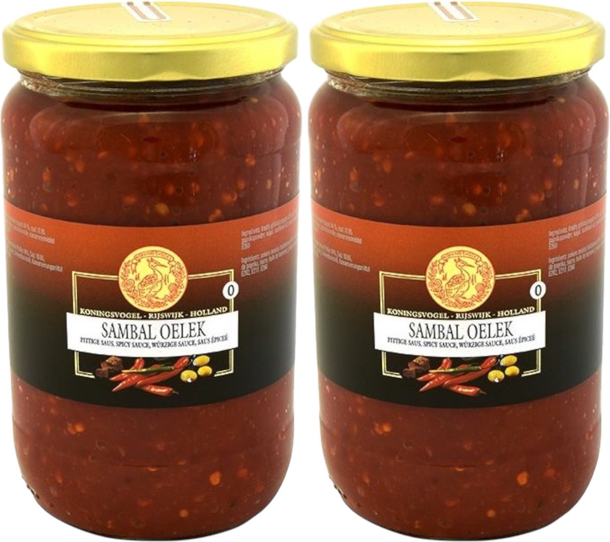 Koningsvogel® | 2 x Sambal Oelek | 720gr | Oosterse keuken | Aziatisch koken | Vegetarisch
