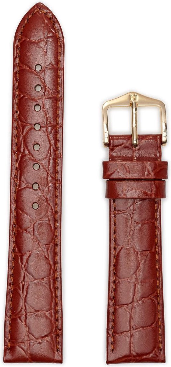 Hirsh Horlogeband - Crocograin Goudbruin - Leer - 12 mm