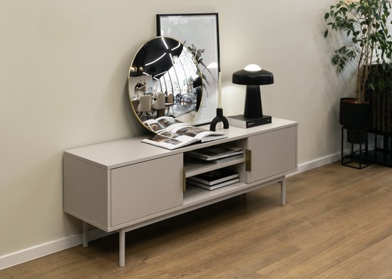 Selsey - Viviaro - Meuble RTV avec deux portes et niches - 154 cm - Grijs beige