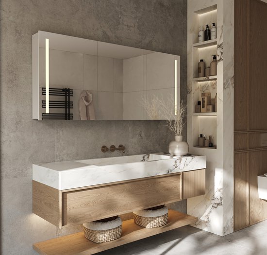 Geberit Option Plus Spiegelkast Met 3 Deuren Verspiegelde Achterwand En Led Verlichting 70 X 90 X 17 2 Cm 5 52657