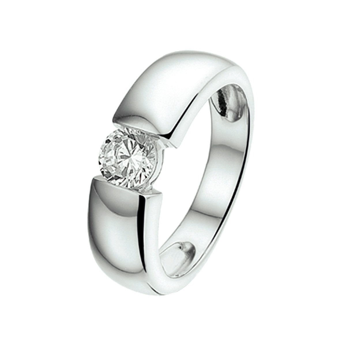 Zilver Gerhodineerde Ring zirkonia 1319707 18.50 mm (58)