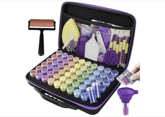 Diamond Painting Accessoires dozen 5D ,Diamond Painting opbergdoos,met koffer, trechter, stickers, flessen,Voor Diamant Schilderij Kralen, Zaden, Sieraden