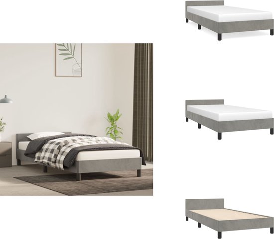 vidaXL - Bedframe - zonder - matras - 90x200 - cm - fluweel - lichtgrijs