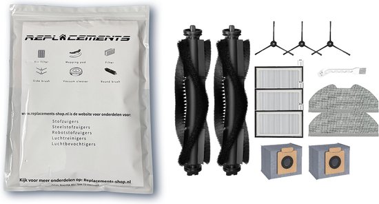 iAmoy 15 stuks X8 Pro accessoireset voor Eufy X8 Pro robotstofzuiger, 1 rolborstel, 4 zijborstels, 2 wasbare filters, 4 reinigingsdoeken en 4 stofzakken, reserveonderdelen voor Eufy X8 Pro